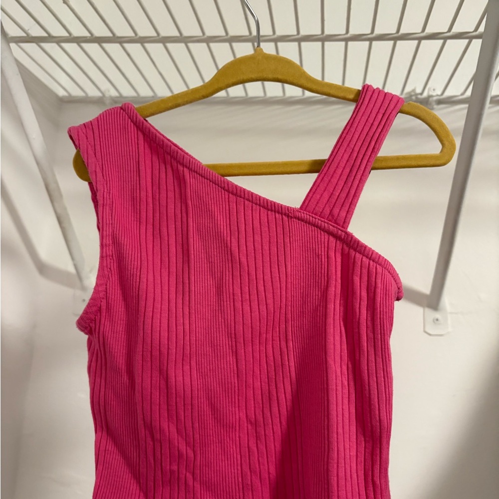 Zara Kids Fuchsia Ribbed One Shoulder Cropped Top
